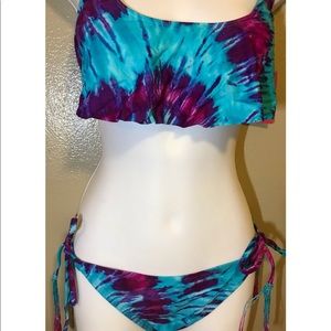 Macy’s bikini lab swimwear sz large tie dye